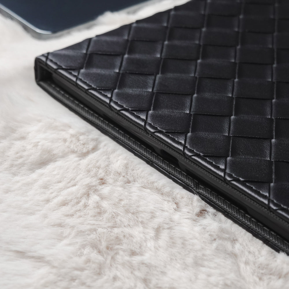 Leather Series & Dark Wide Knit with Pencil Holder iPad Case