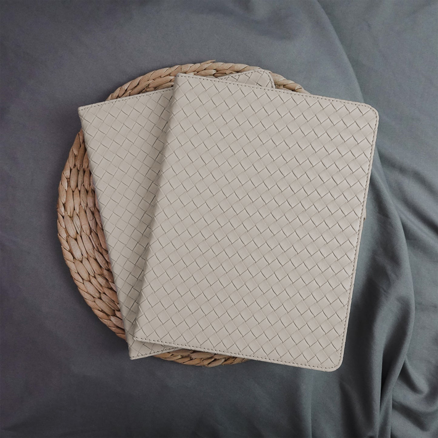 Leather Series & Antique White Braided with Pencil Holder iPad Case