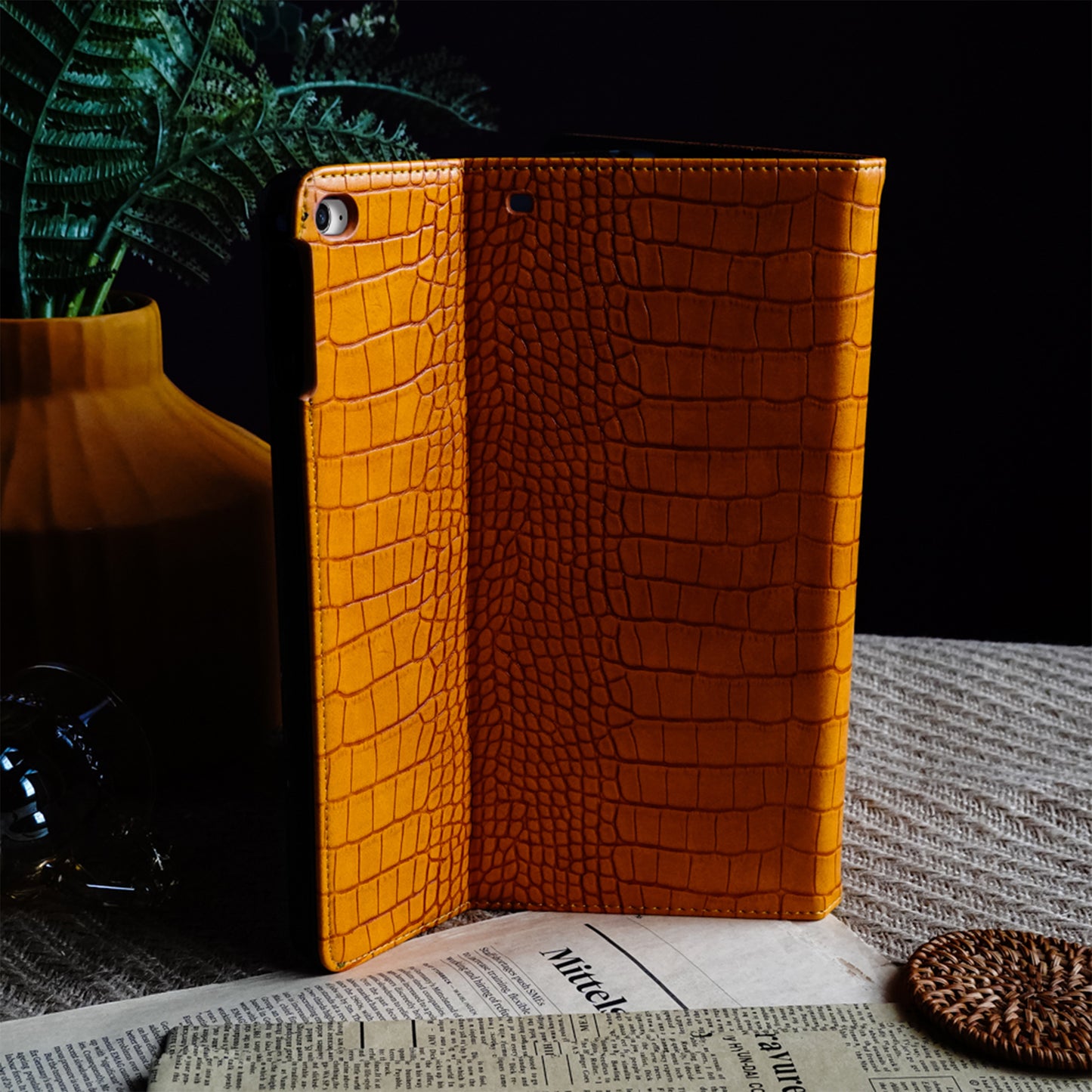 Crocodile Style & Orange with Pencil Holder iPad Protective Case