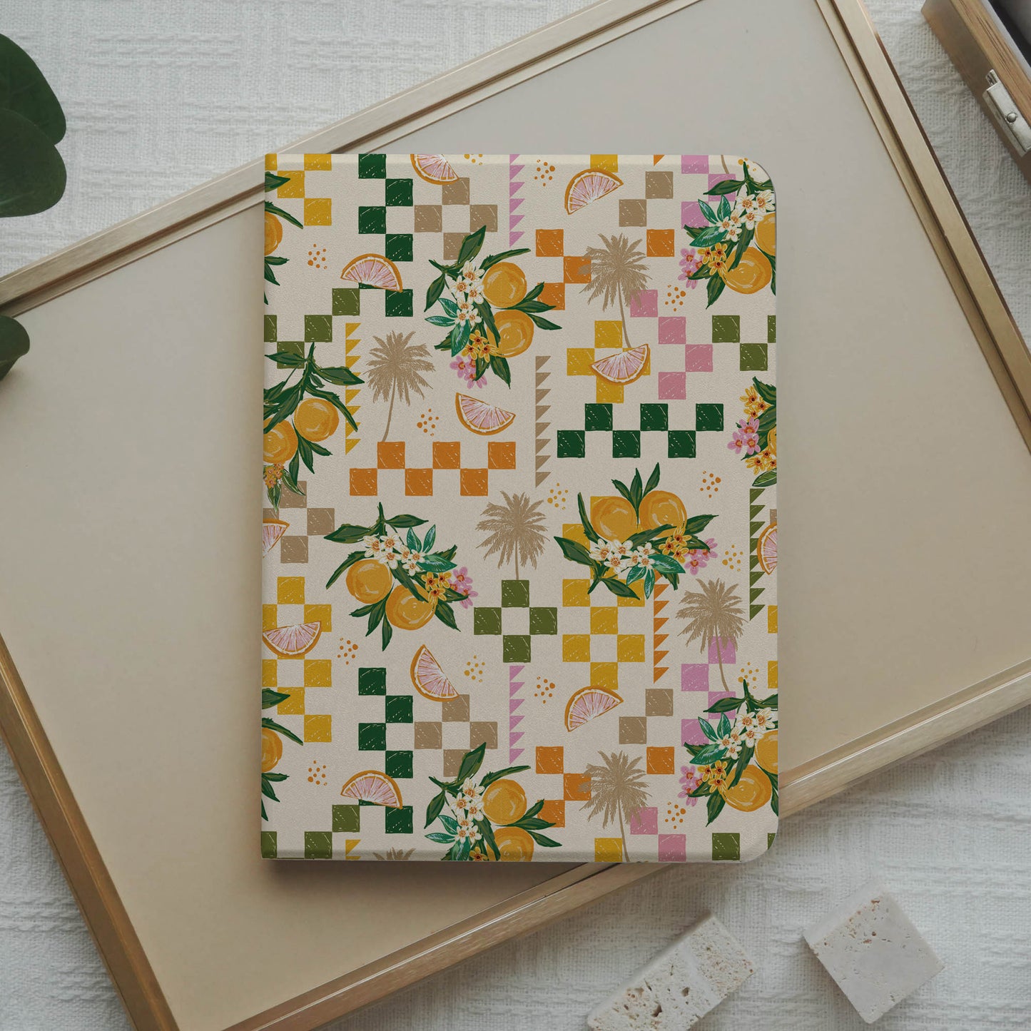 Design Citrus Mosaic Pencil Magnetic Pen Slot iPad Protective Case