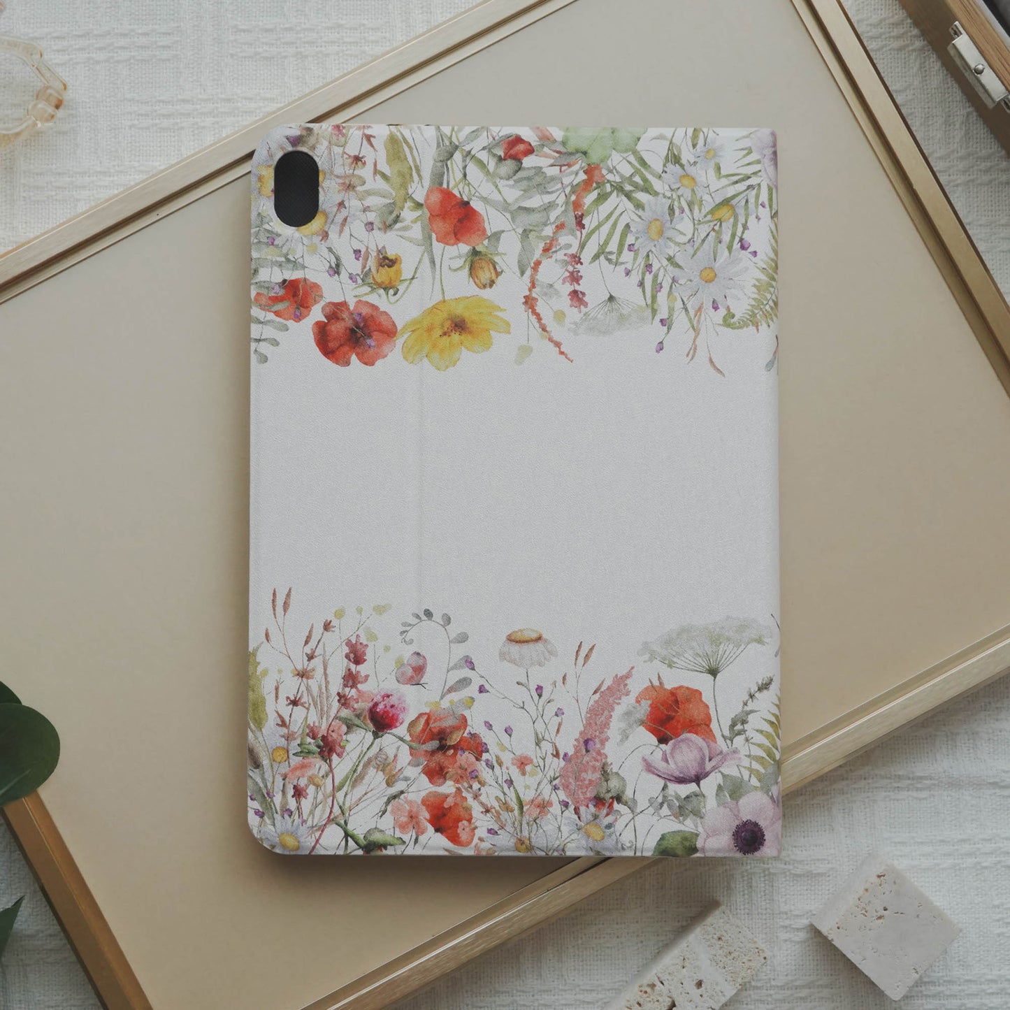 Design Floral Artistic Conception Pencil Magnetic Pen Slot iPad Protective Case