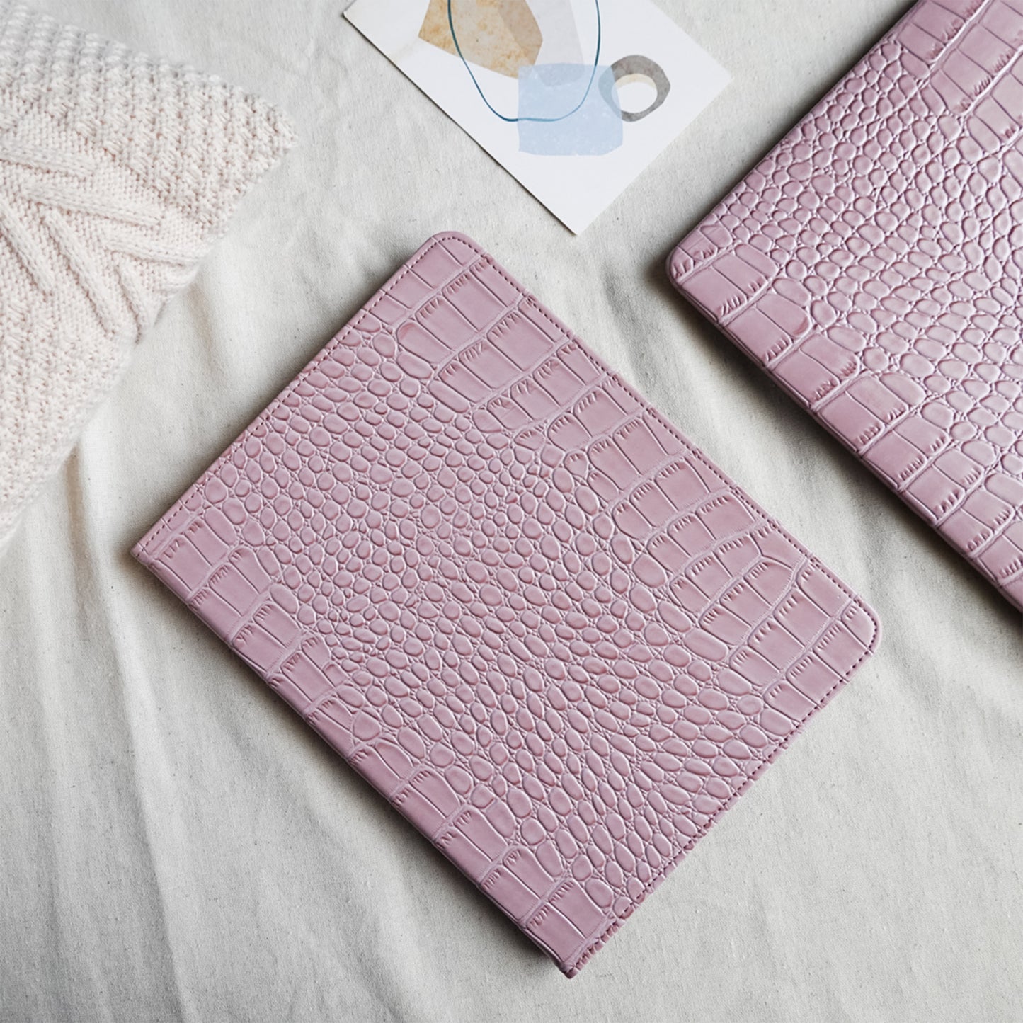 Crocodile Style & Crocodile Pink with Pencil Holder iPad Protective Case