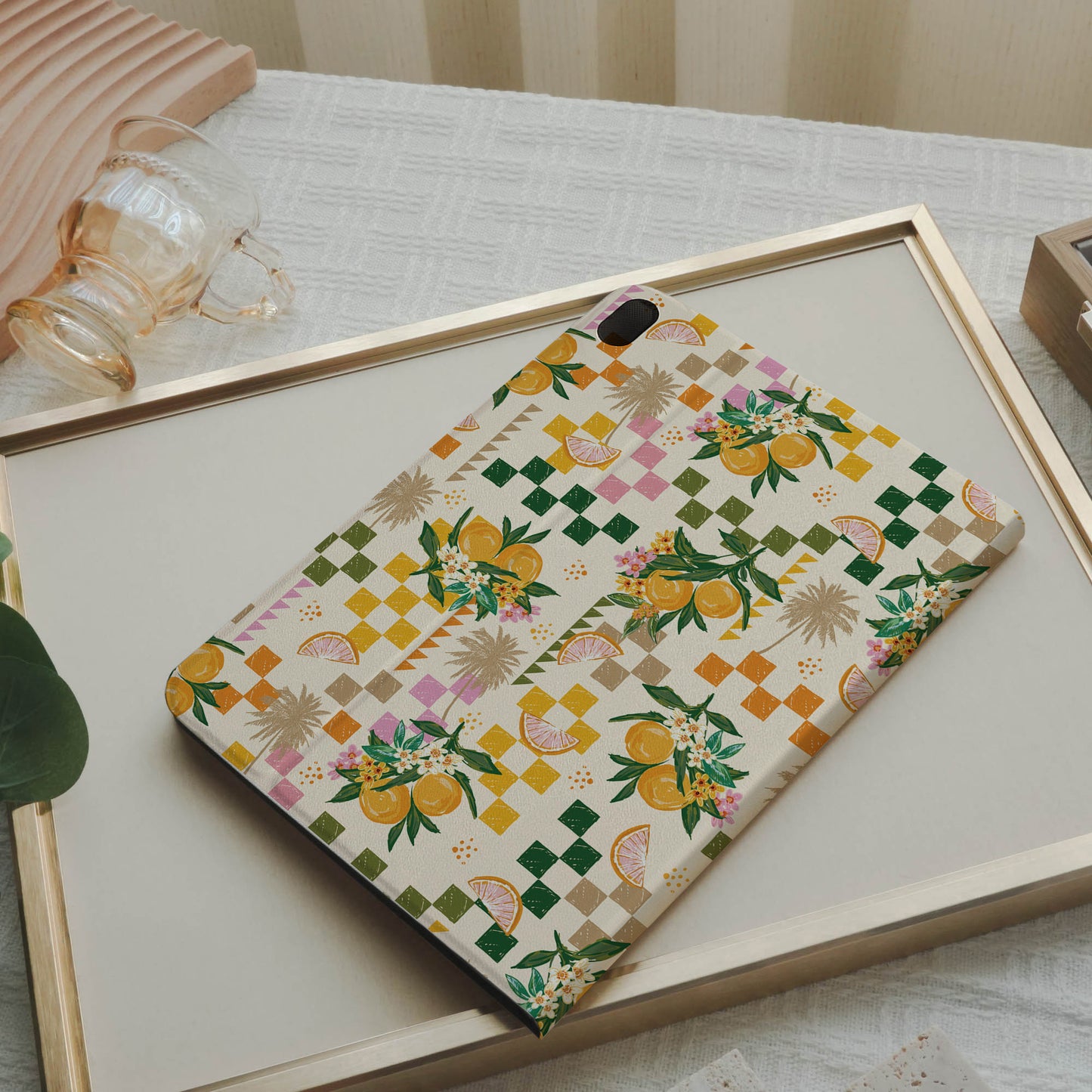 Design Citrus Mosaic Pencil Magnetic Pen Slot iPad Protective Case