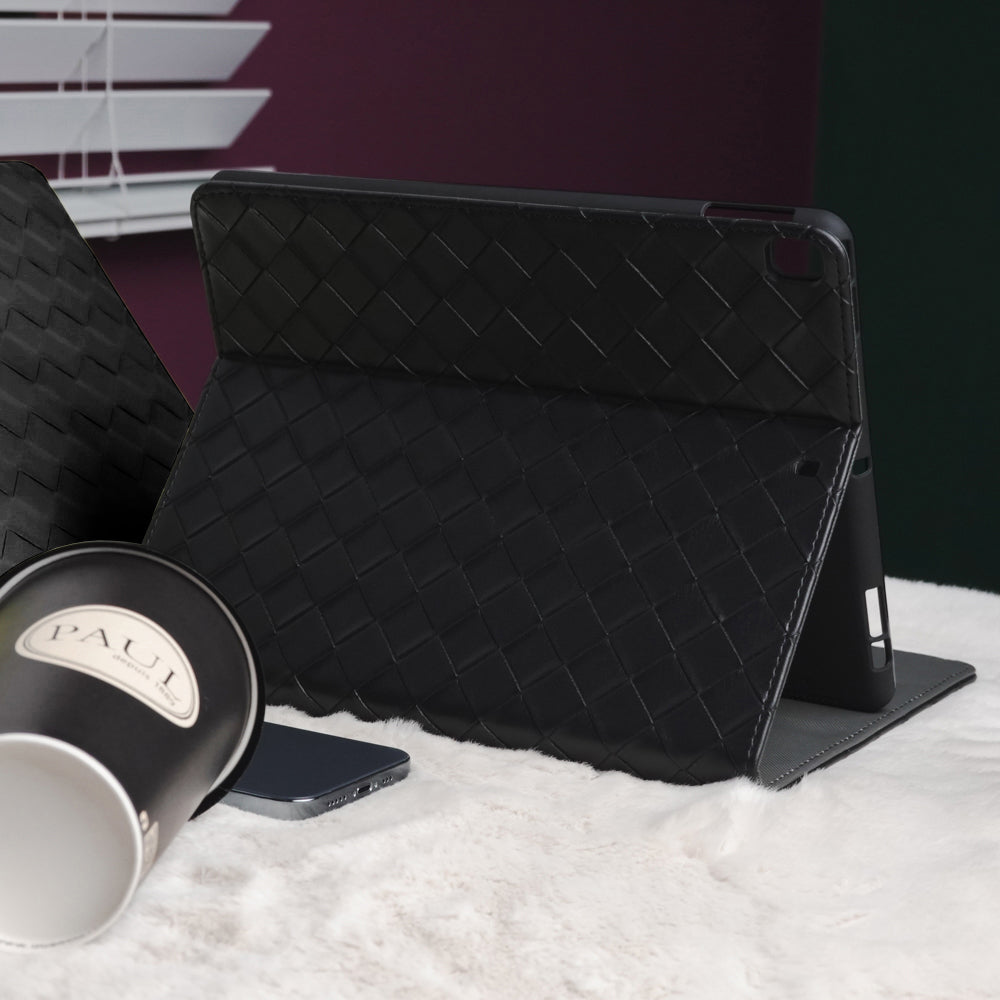 Leather Series & Dark Wide Knit with Pencil Holder iPad Case