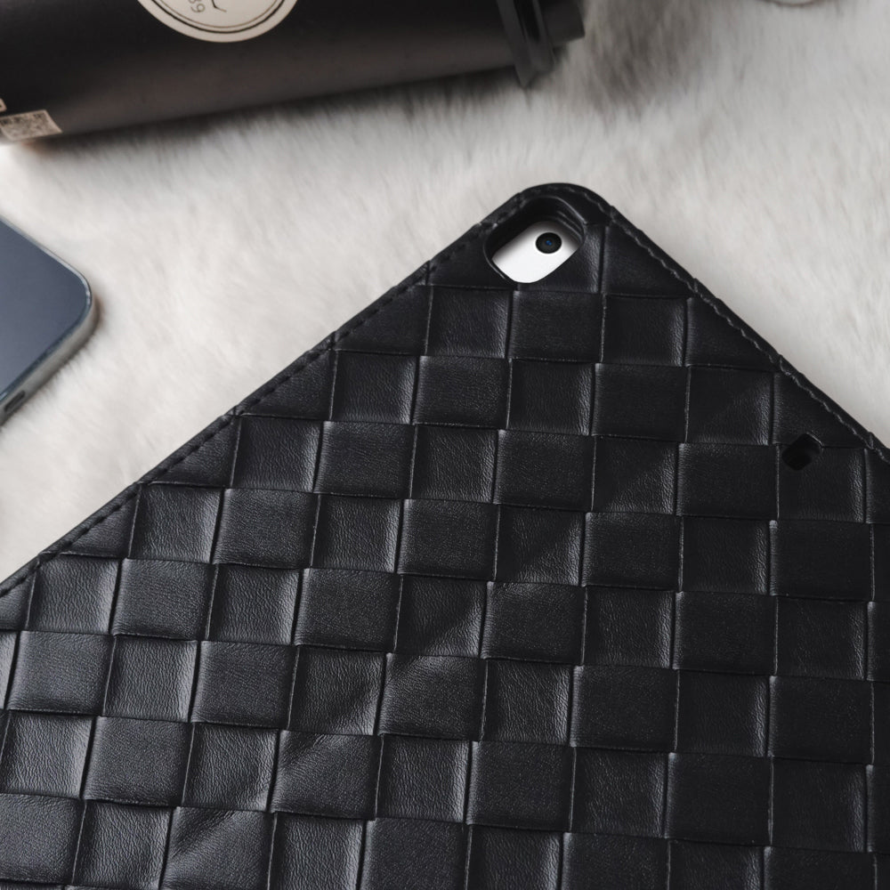 Leather Series & Dark Wide Knit with Pencil Holder iPad Case