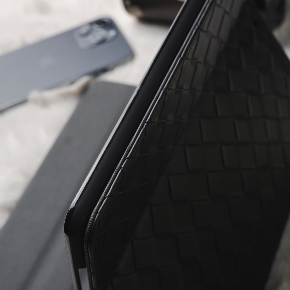 Leather Series & Dark Wide Knit with Pencil Holder iPad Case