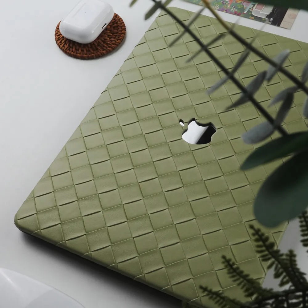 Green Weave Texture Leather Macbook Case