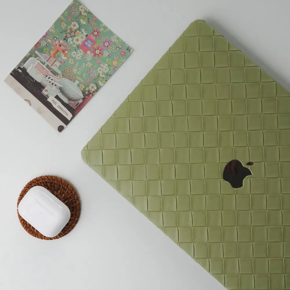 Green Weave Texture Leather Macbook Case