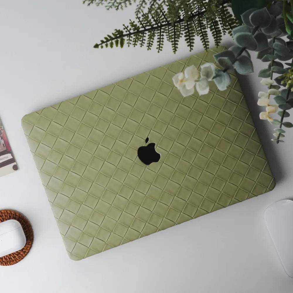 Green Weave Texture Leather Macbook Case