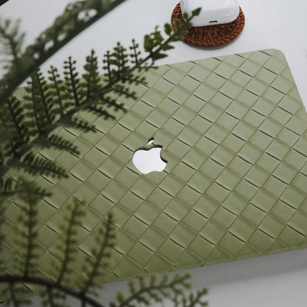 Green Weave Texture Leather Macbook Case
