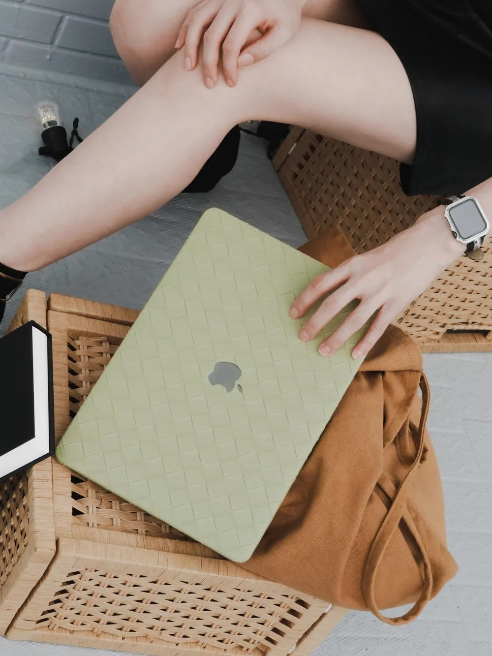 Green Weave Texture Leather Macbook Case