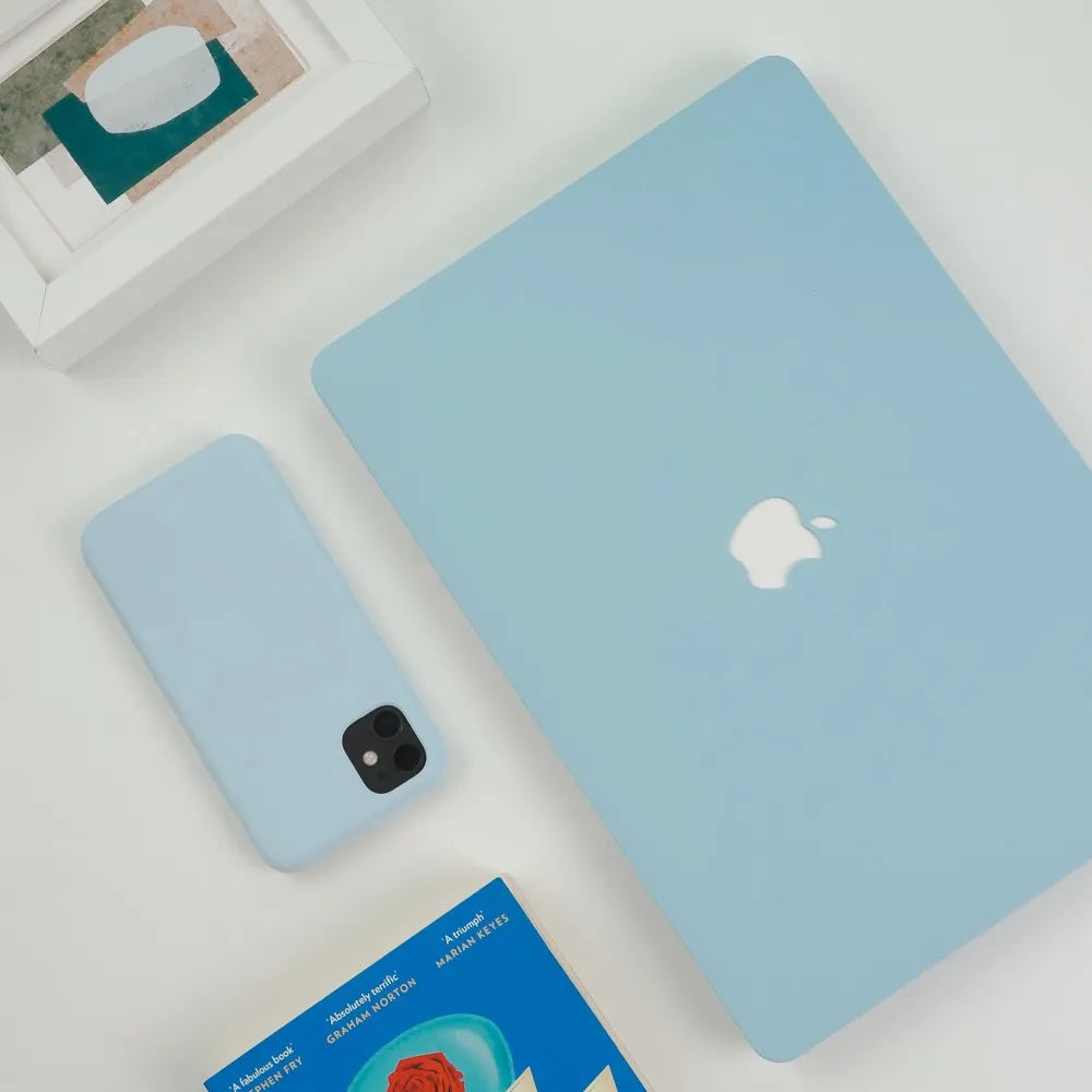 Cream Baby blue Macbook Case