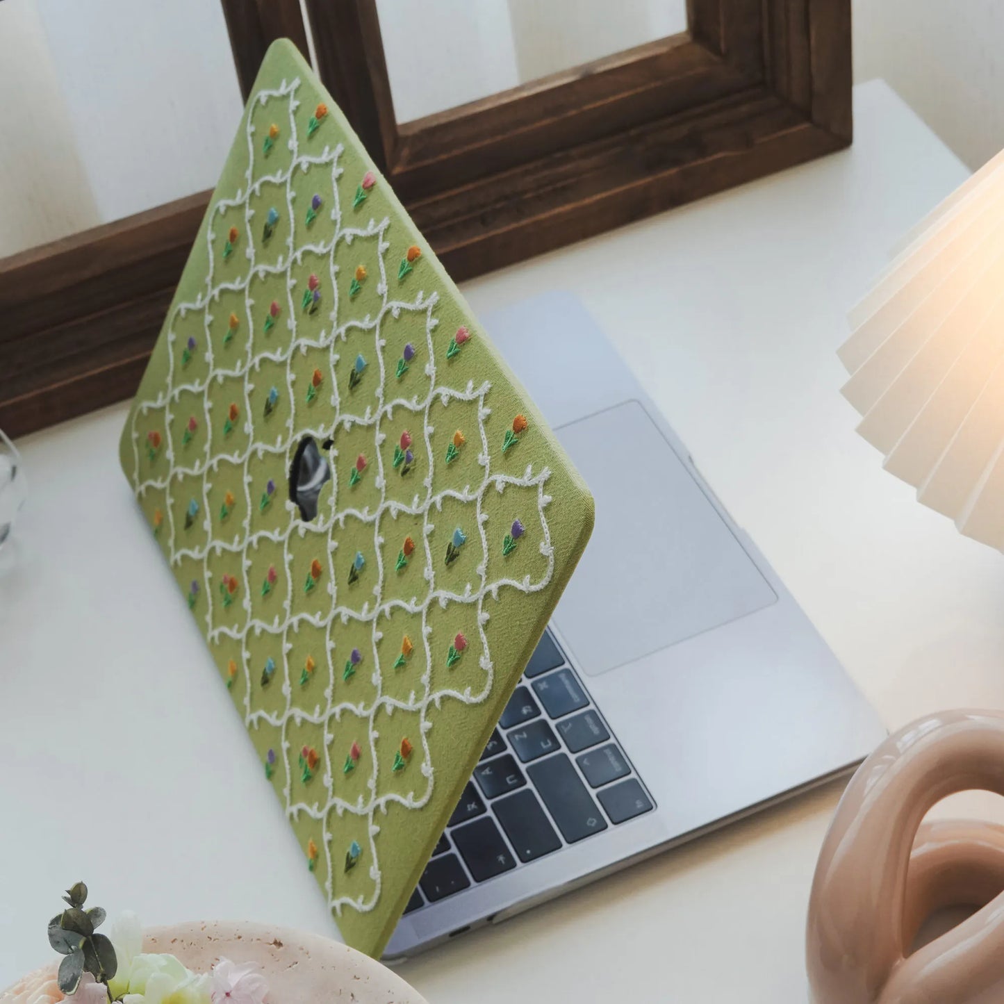 This Is Us Plaid Floral Textured Stitching Little Grass Green Mac Case