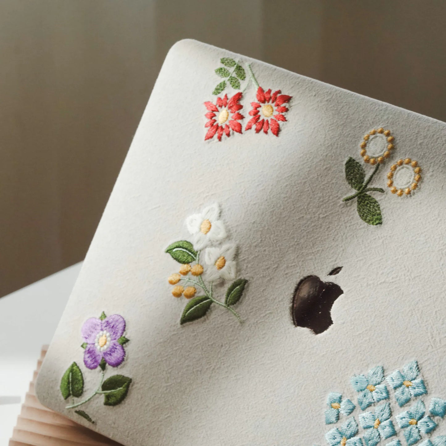 Embroidered Series ♾ Spring Whispers – Textured Stitch MacBook Case