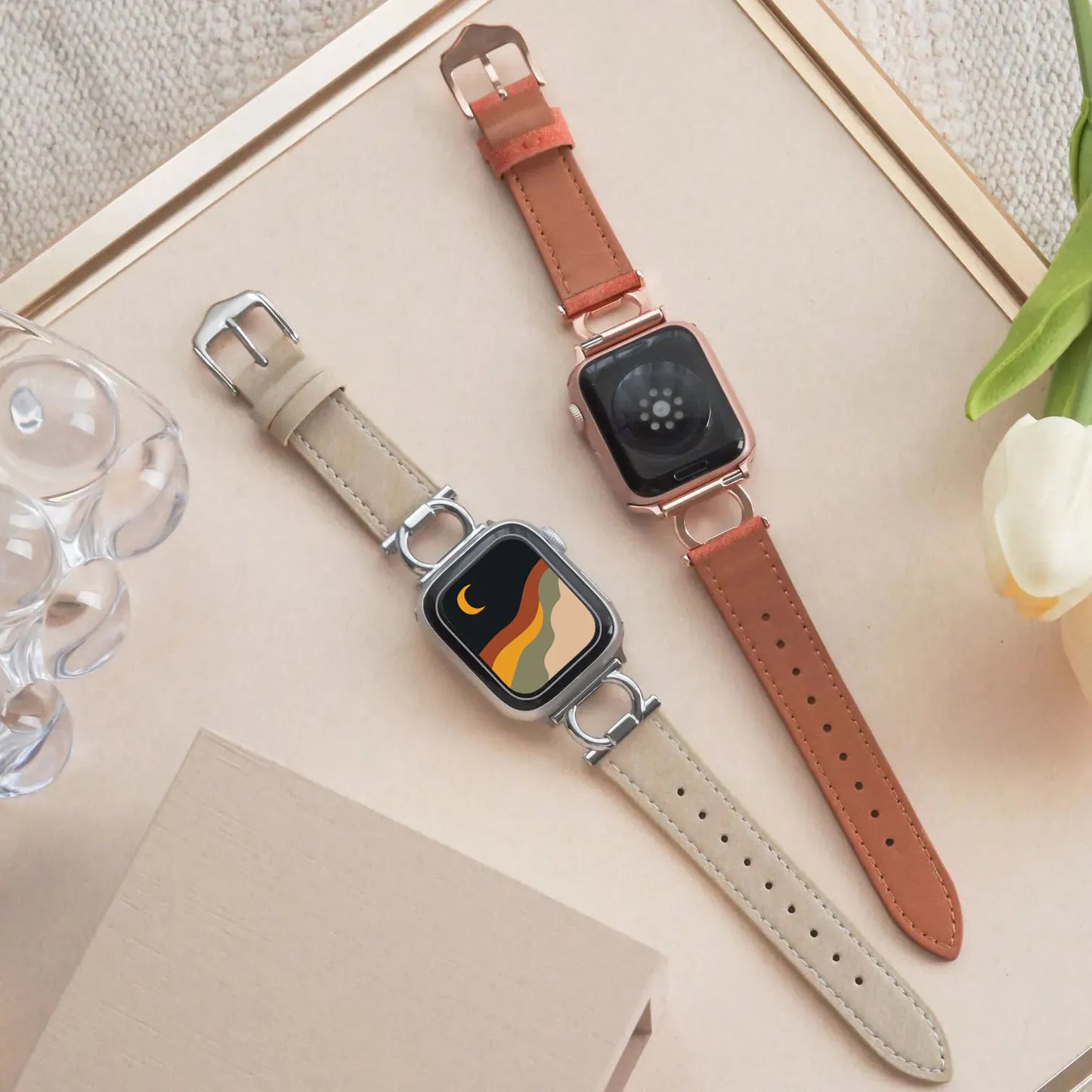Circular Design Leather Apple Watch Band