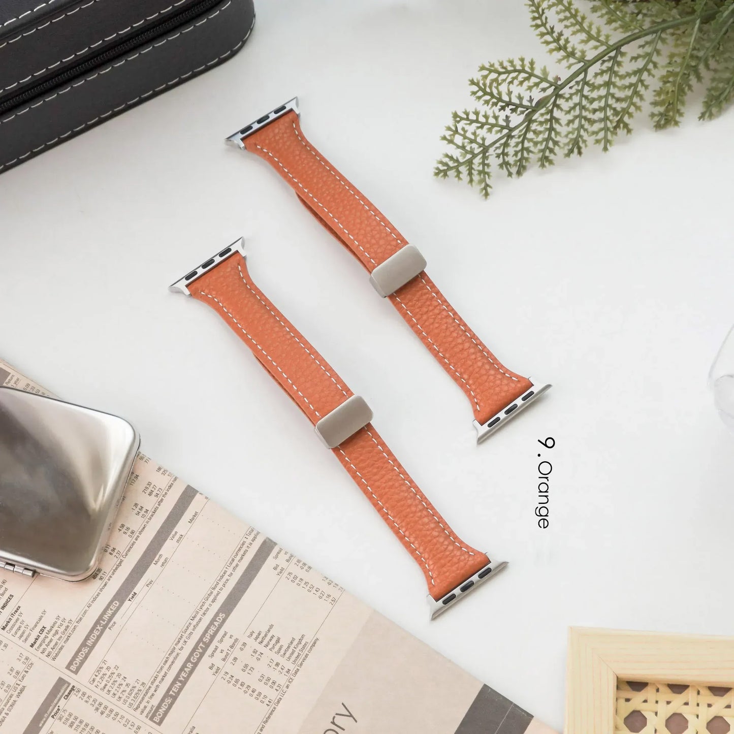 Slim Magnetic Lychee Texture Leather Apple Watch Band