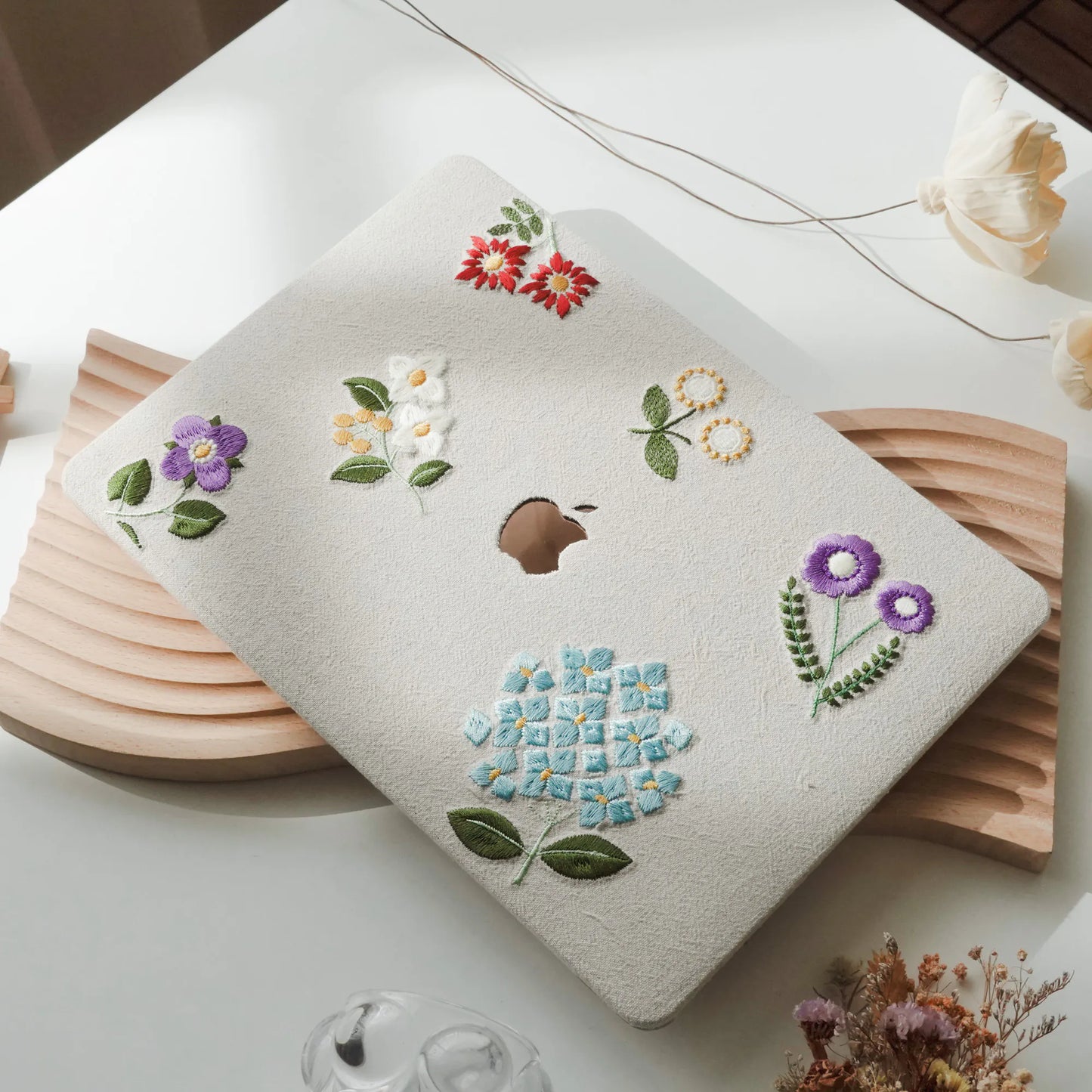 Embroidered Series ♾ Spring Whispers – Textured Stitch MacBook Case