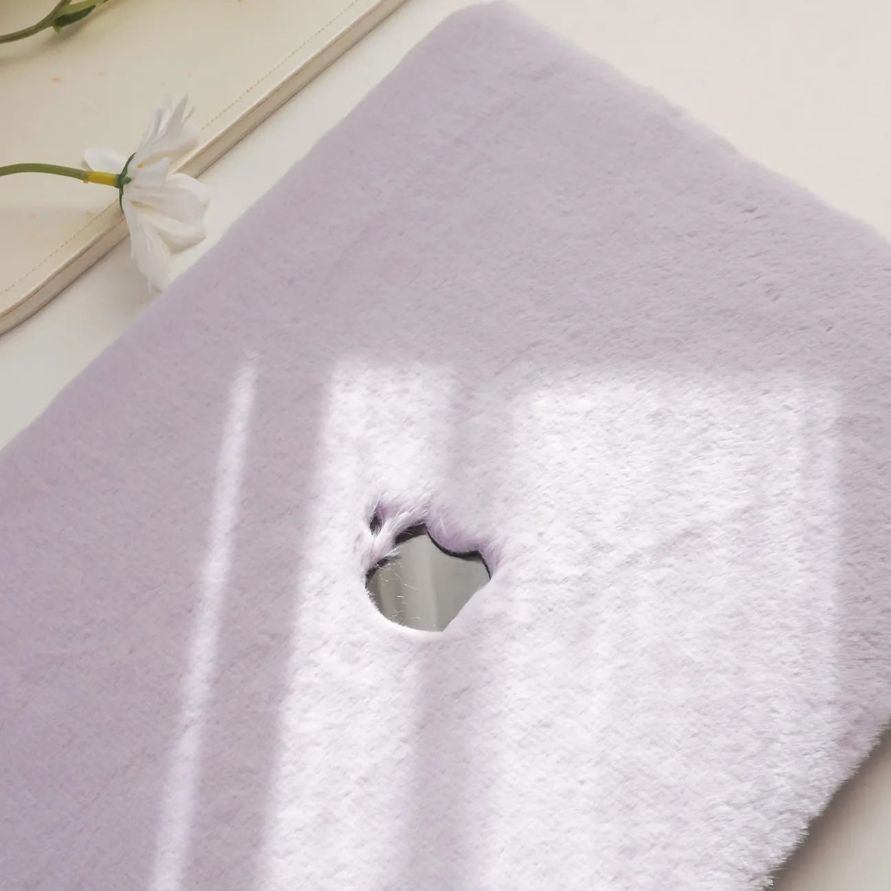 Pale Lilac rabbit fur Leather Macbook Case