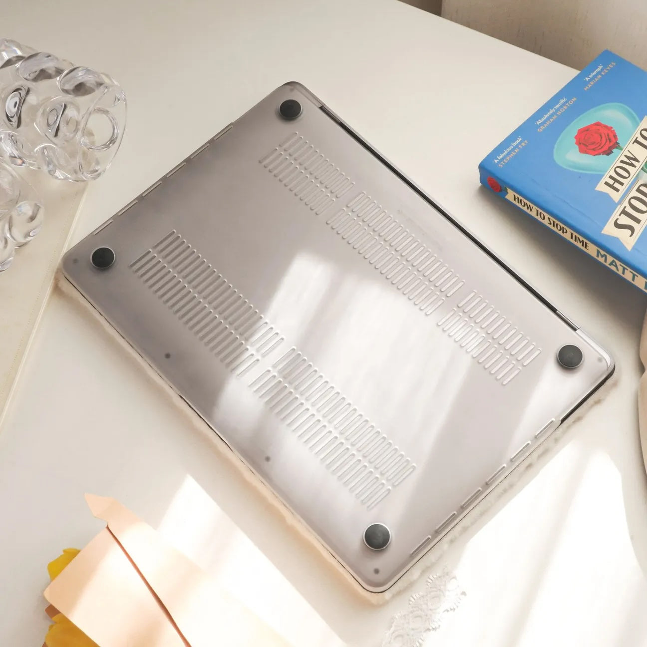 White Rabbit Fur Leather Macbook Case