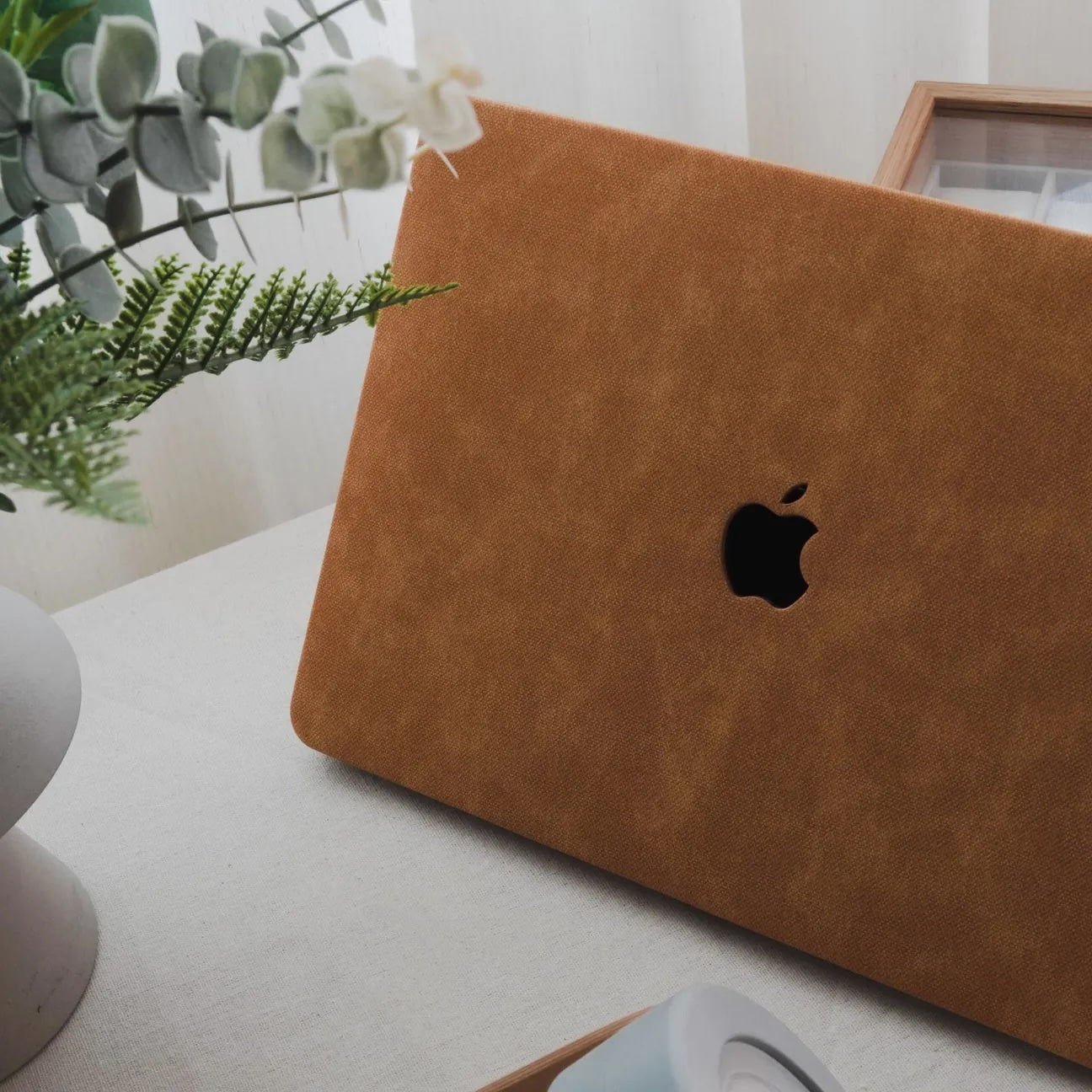 Cocoa Brown Suede Leather Macbook Case