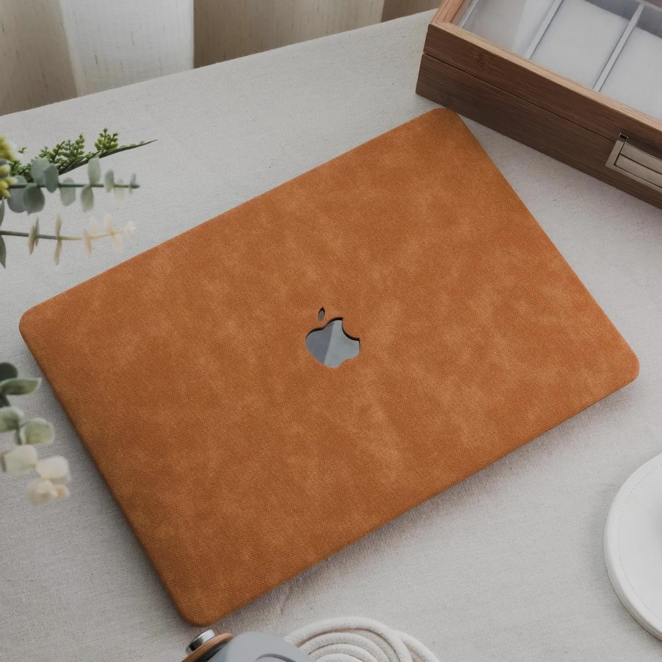 Cocoa Brown Suede Leather Macbook Case