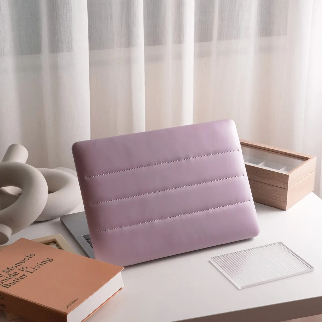 Lilac Luxury Fashion Soft Puffer Leather Macbook Case