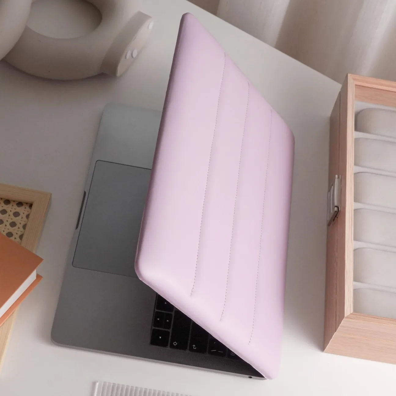 Lilac Luxury Fashion Soft Puffer Leather Macbook Case