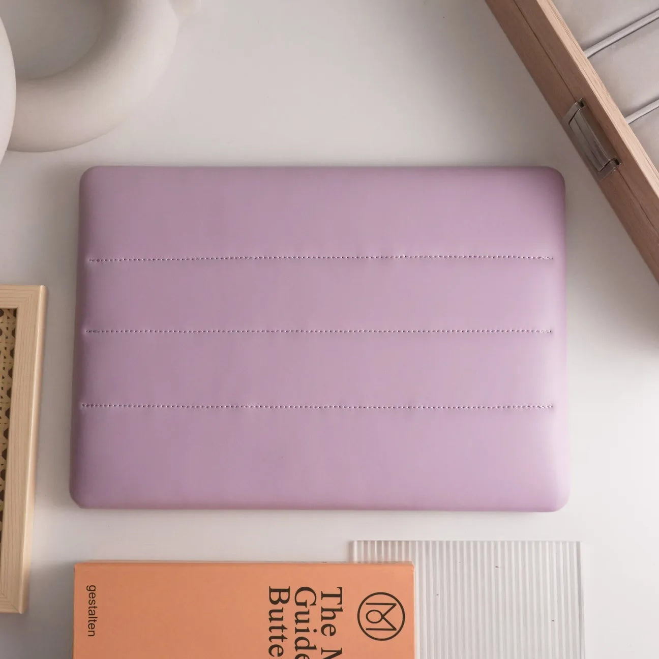 Lilac Luxury Fashion Soft Puffer Leather Macbook Case