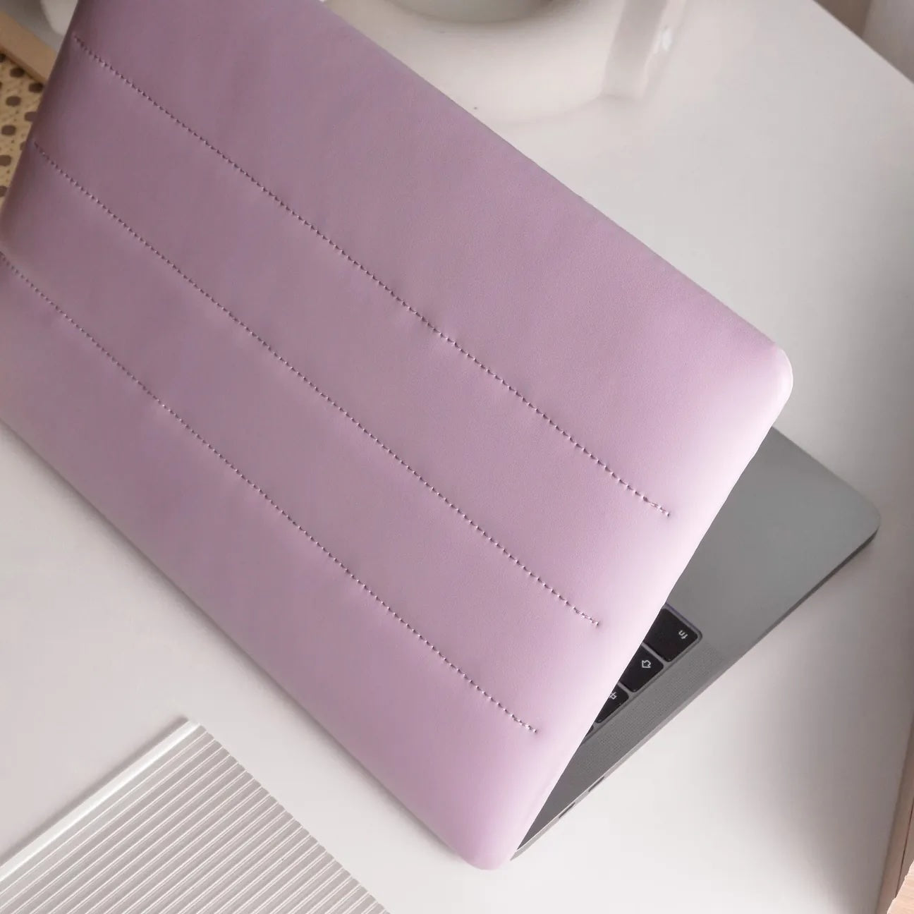 Lilac Luxury Fashion Soft Puffer Leather Macbook Case