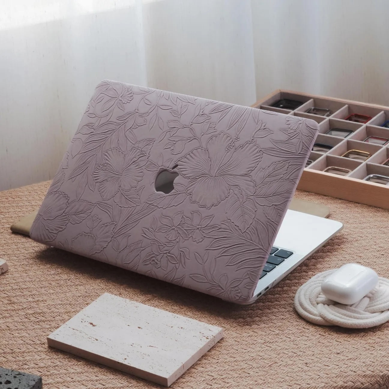 Embossed Flora - Lavender Purple MacBook Case