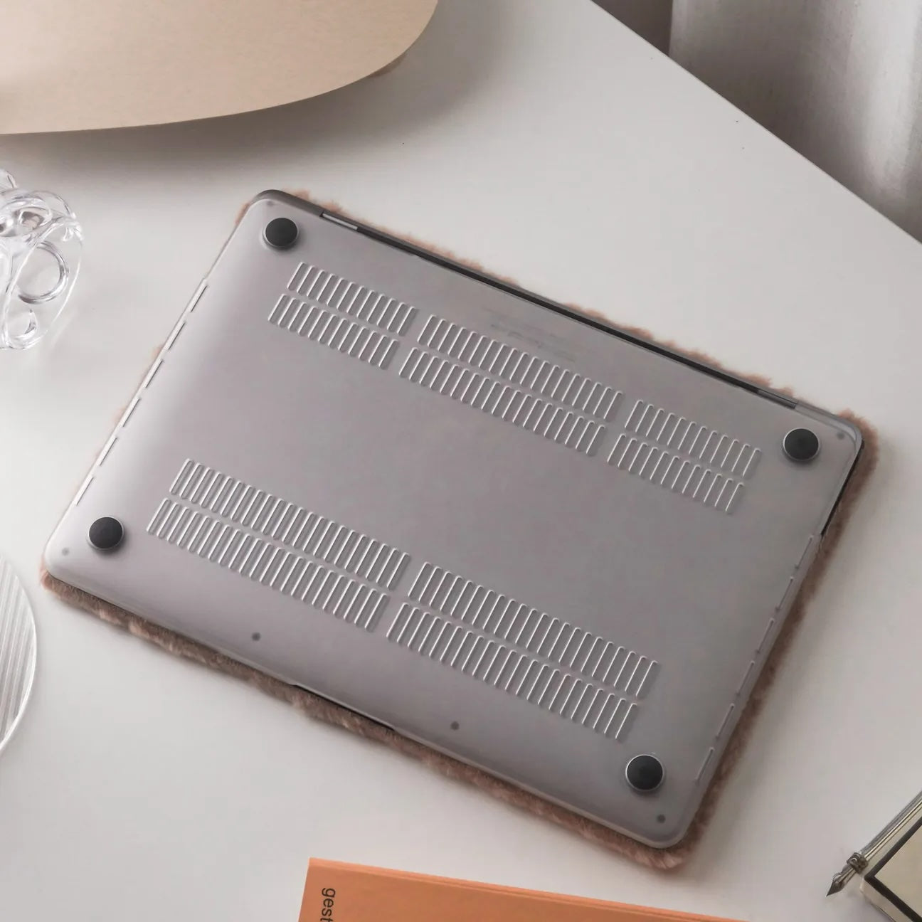 Walnut Rabbit Fur Leather Macbook Case