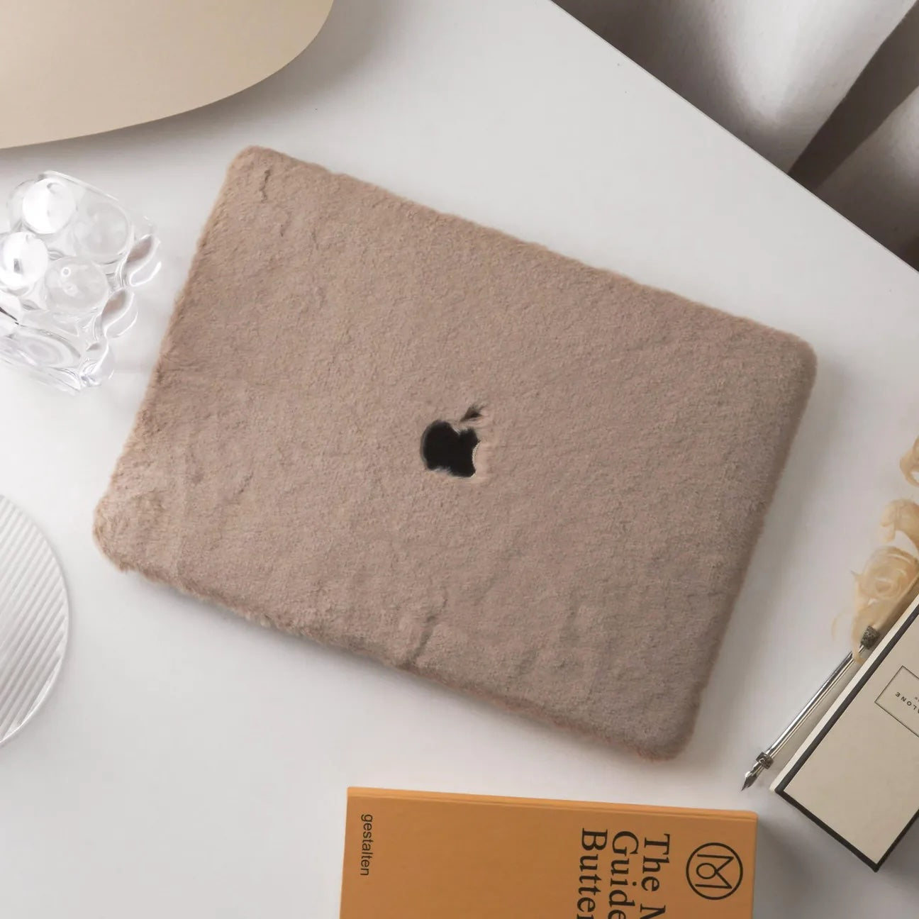 Walnut Rabbit Fur Leather Macbook Case