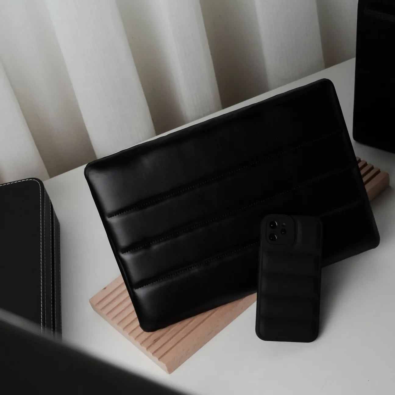 Black Luxury Fashion Soft Puffer Leather Macbook Case