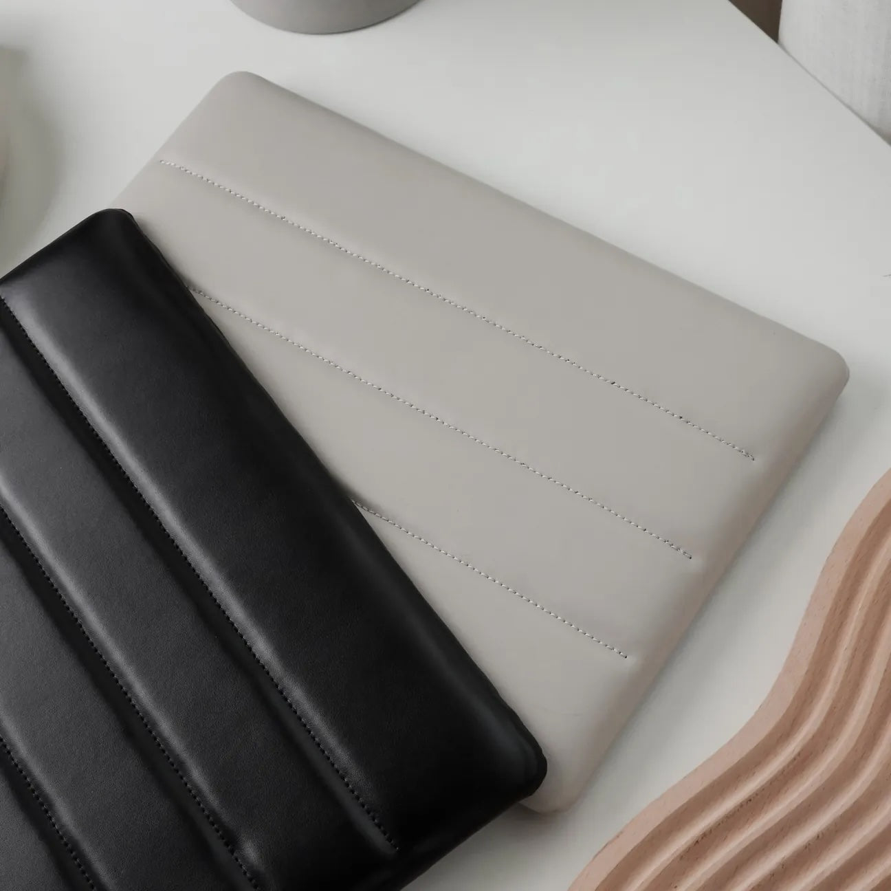 Black Luxury Fashion Soft Puffer Leather Macbook Case