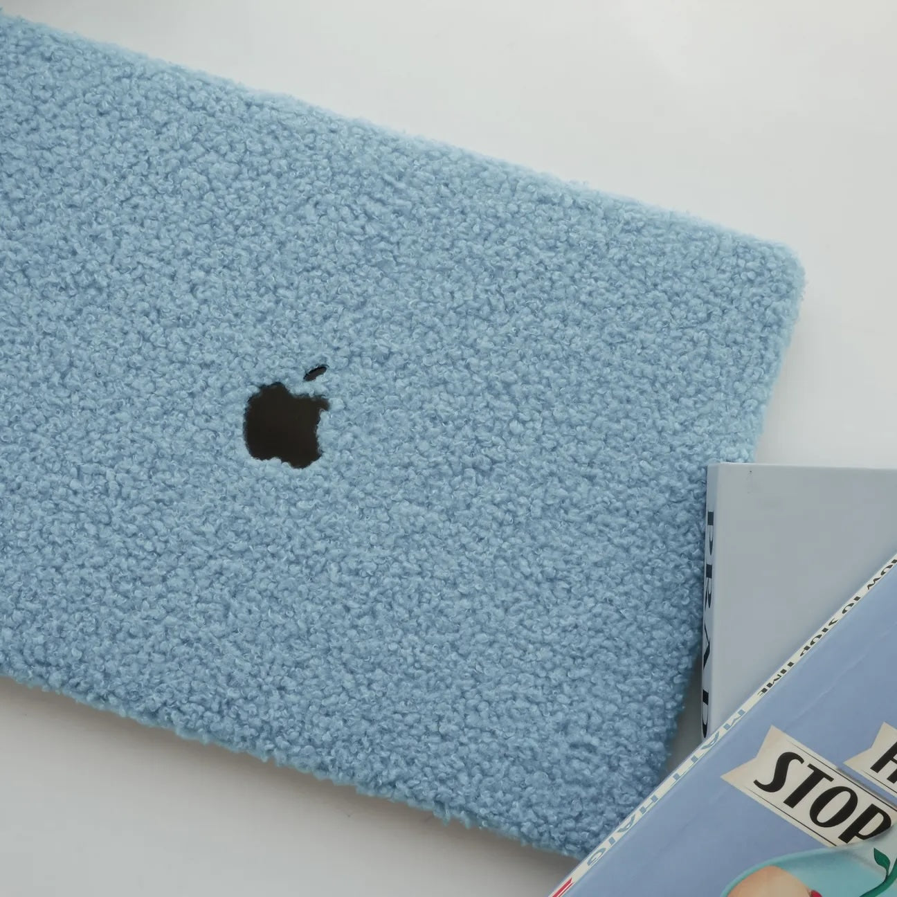 Sea Foam Teddy Plush Leather Macbook Case