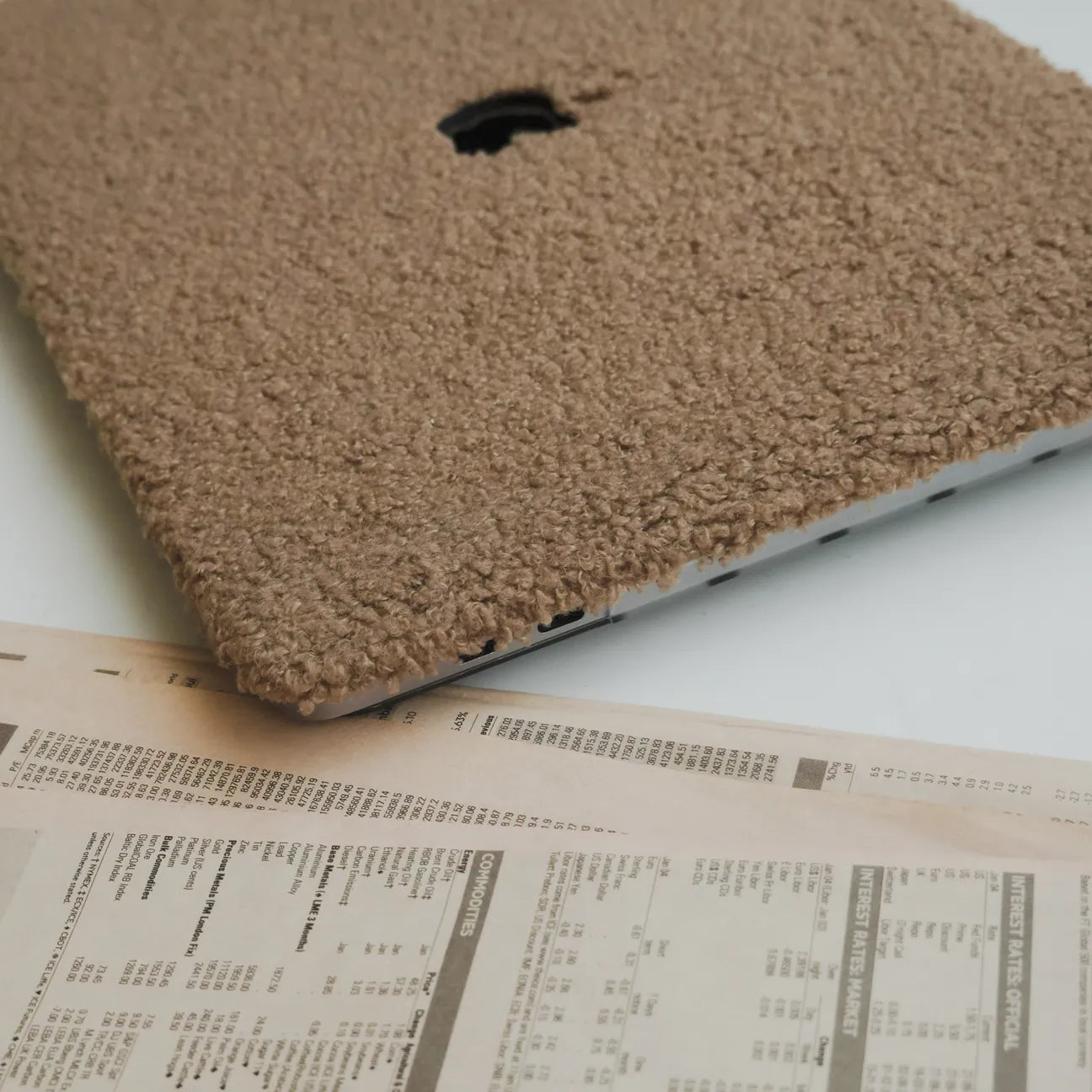 Cocoa Brown Teddy Plush Leather Macbook Case