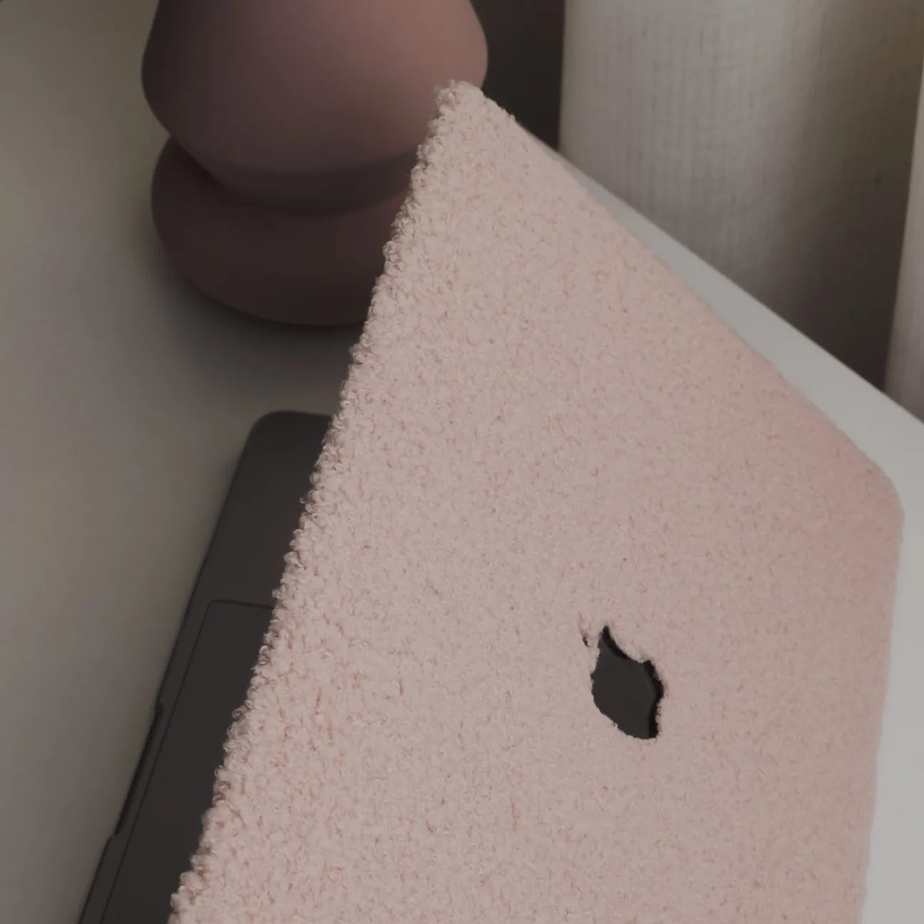 Pink Teddy Plush Leather Macbook Case