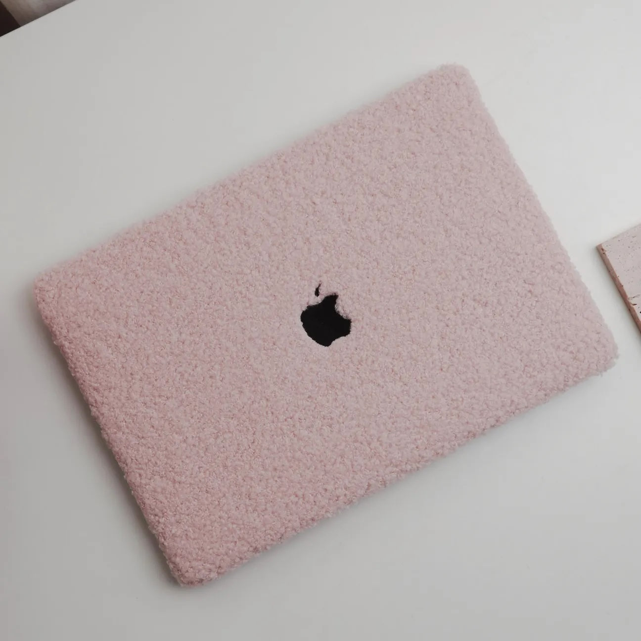 Pink Teddy Plush Leather Macbook Case