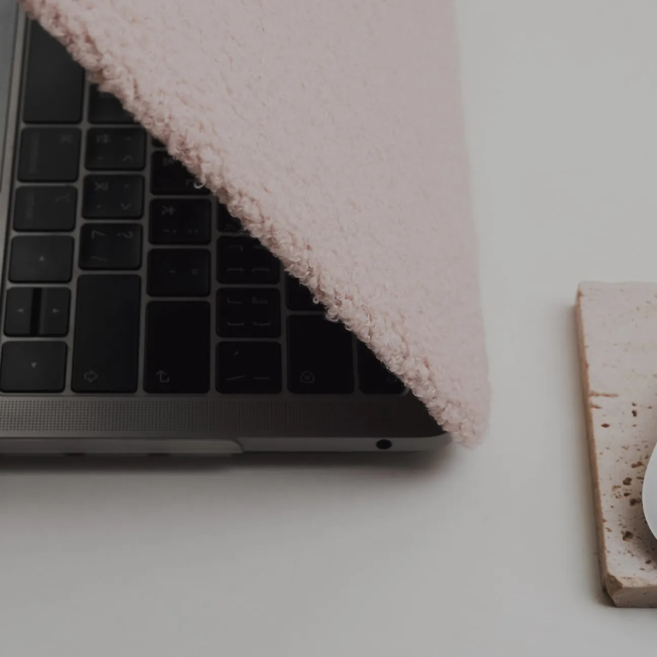 Pink Teddy Plush Leather Macbook Case
