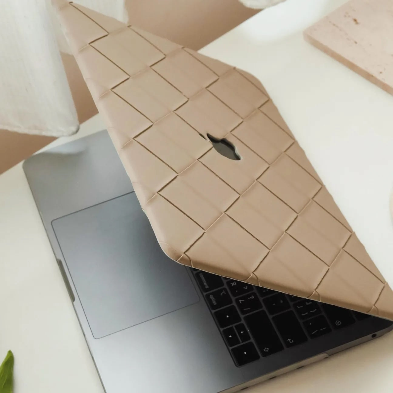 Milk Tea Weave Texture Leather Macbook Case
