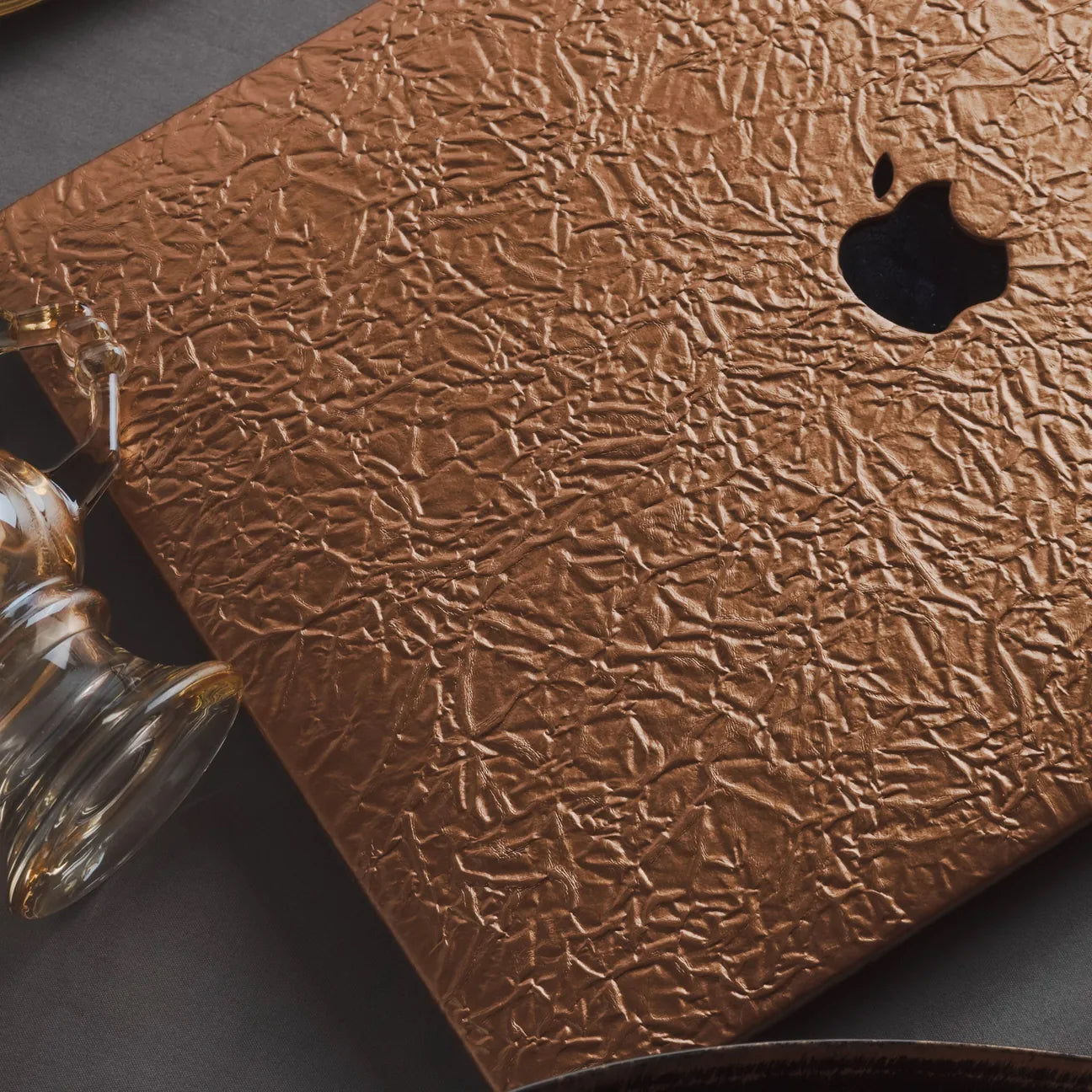 Bronze Gold Irregular Leather Macbook Case