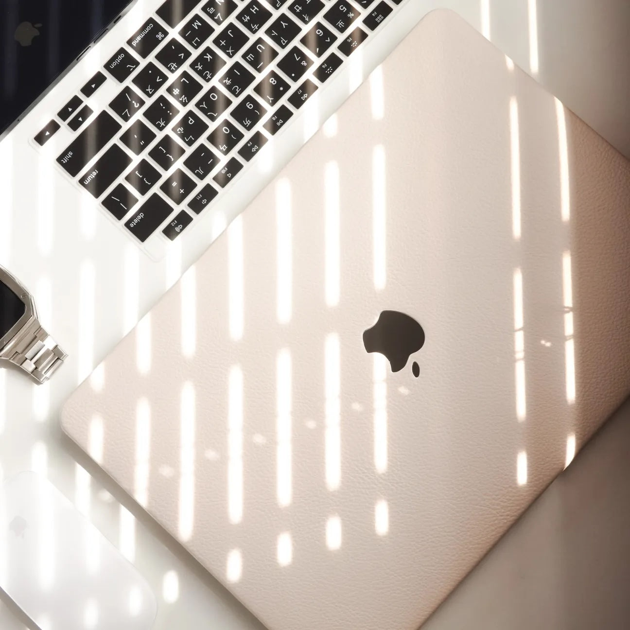 White Lychee Peel Leather Macbook Case