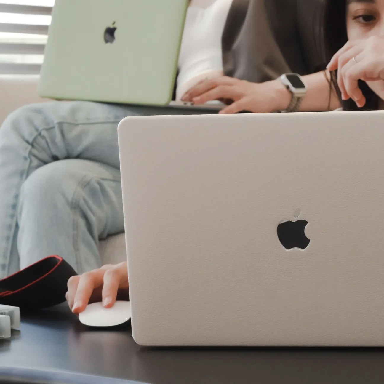 White Lychee Peel Leather Macbook Case