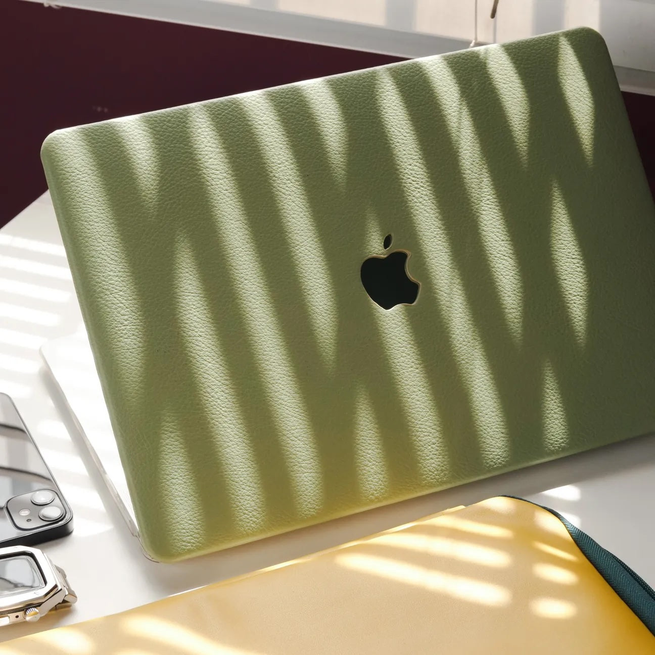Green Lychee Peel Leather Macbook Case