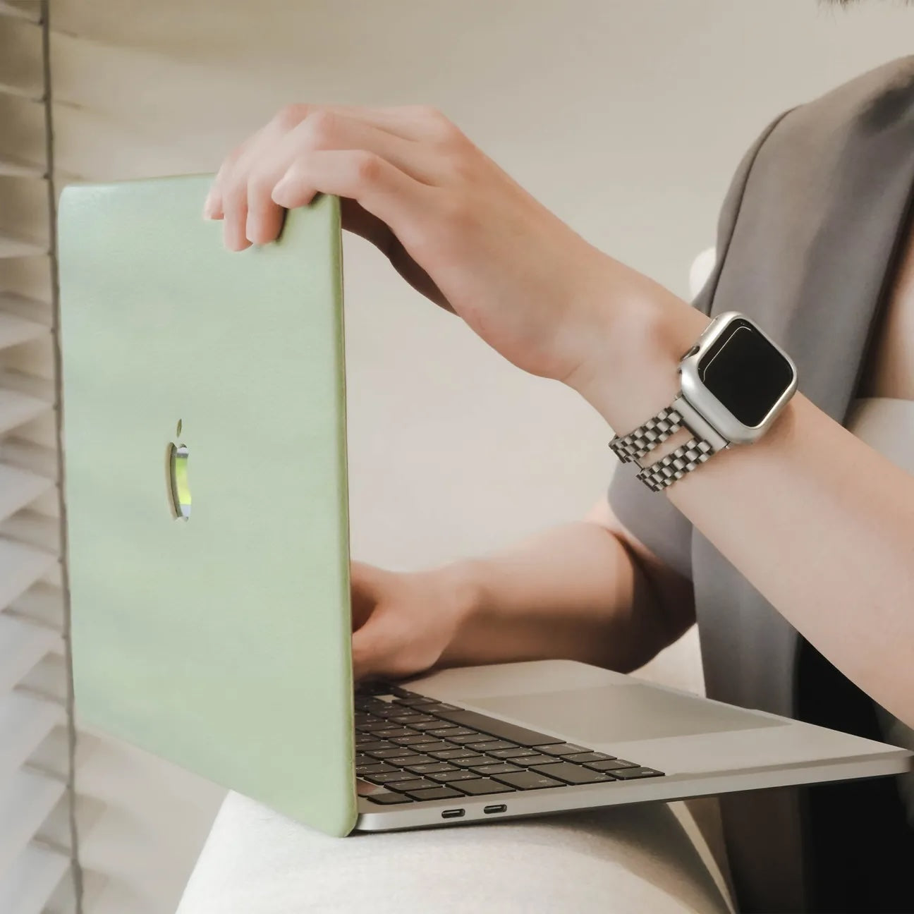 Green Lychee Peel Leather Macbook Case
