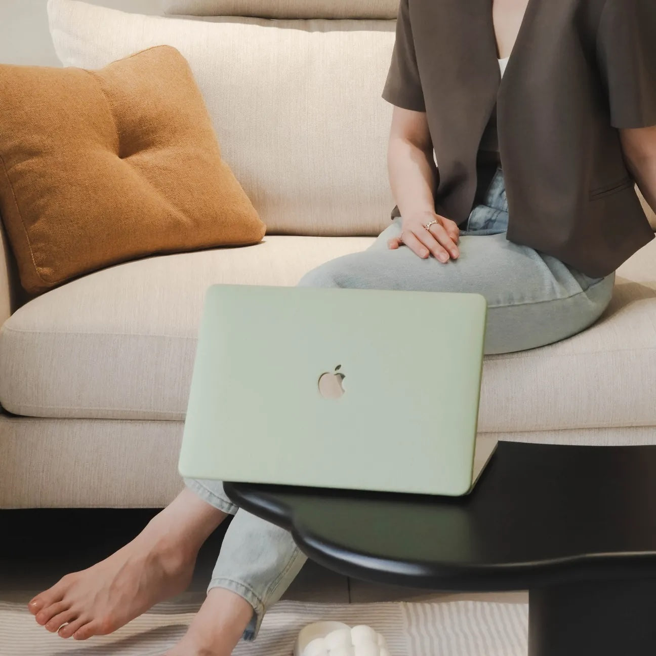 Green Lychee Peel Leather Macbook Case