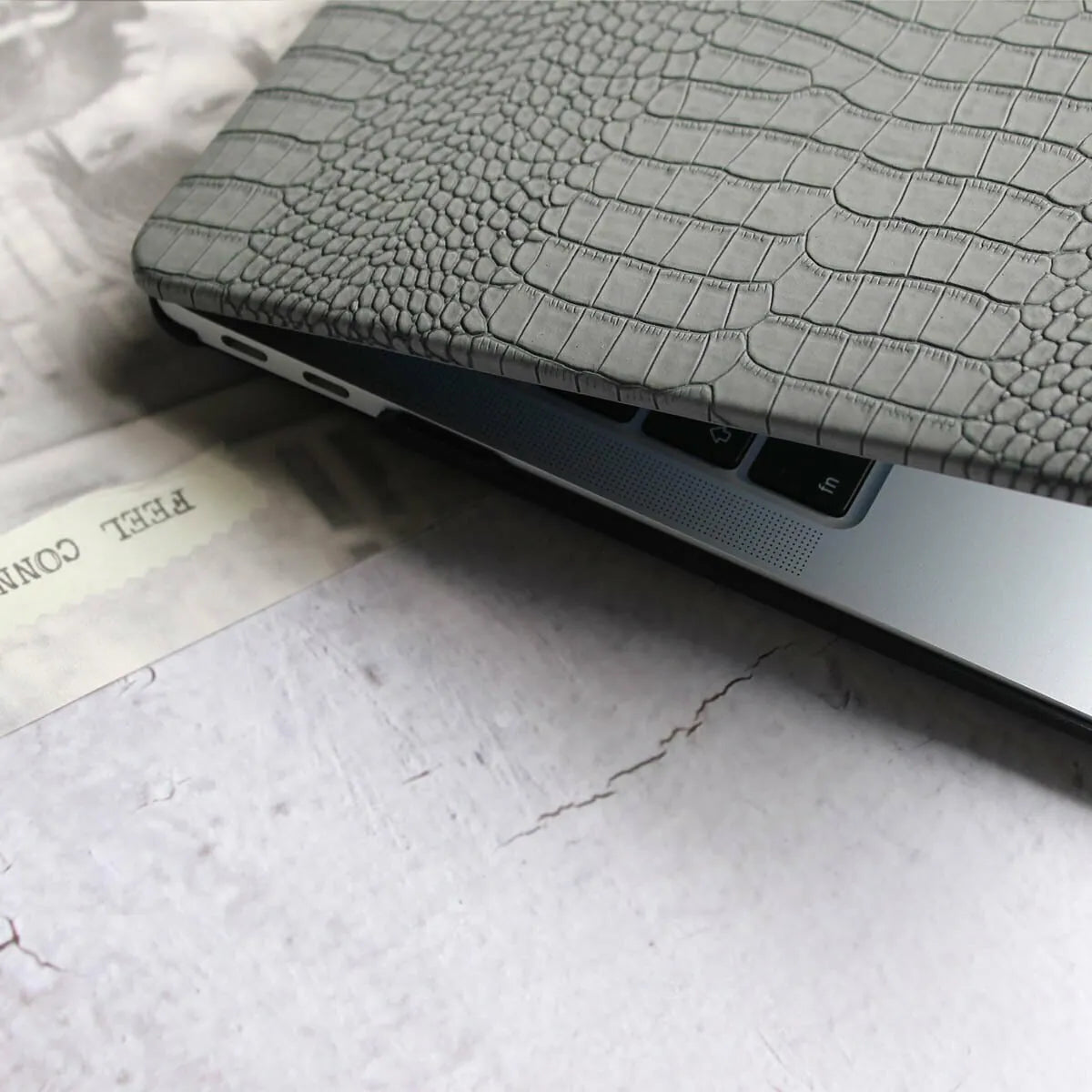 Grey Crocodile Leather Macbook Case