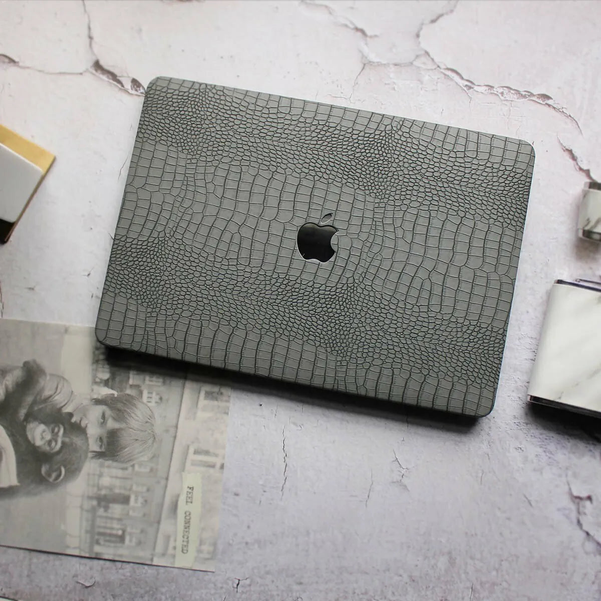 Grey Crocodile Leather Macbook Case