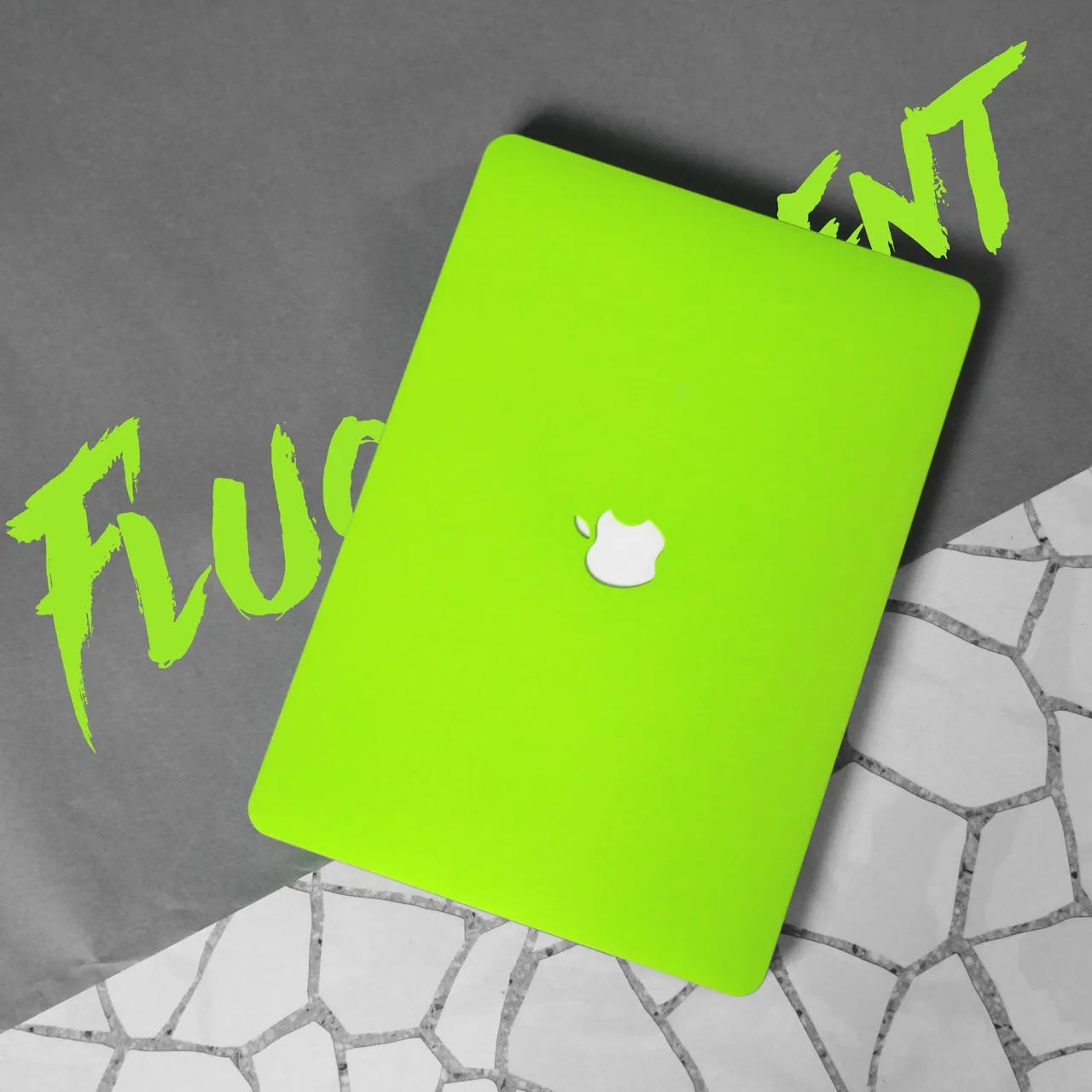 Cream Fluorescent Green Macbook Case
