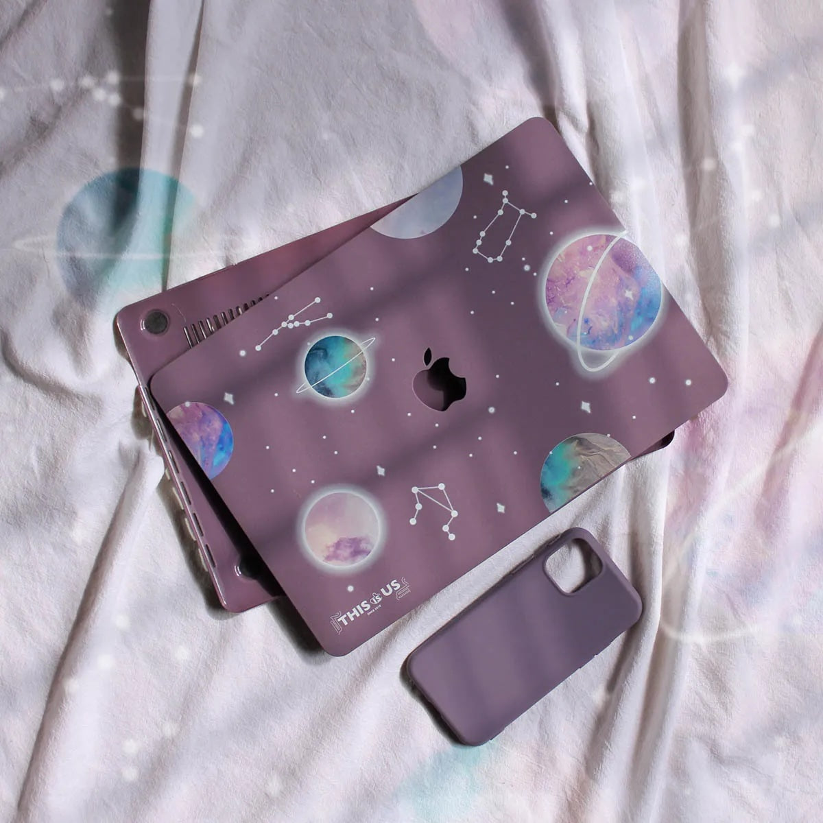 This is us design series Frosty purple Planet Macbook case(Rough)